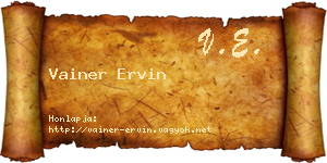 Vainer Ervin névjegykártya